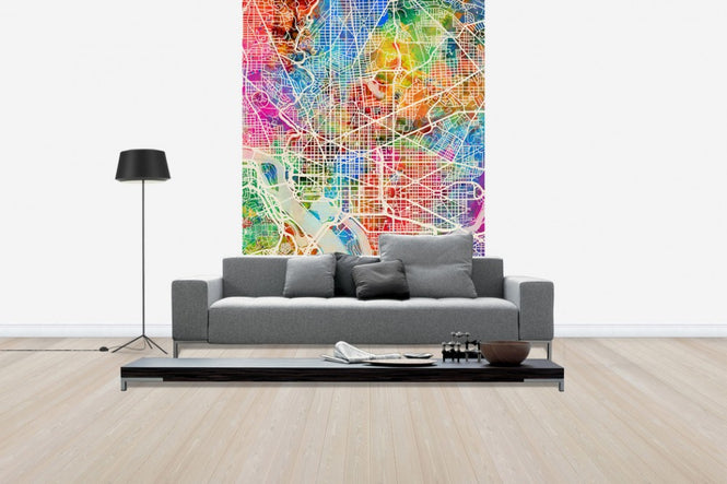 PHOTOWALL / Washington DC Street Map Multicolour (e50117)