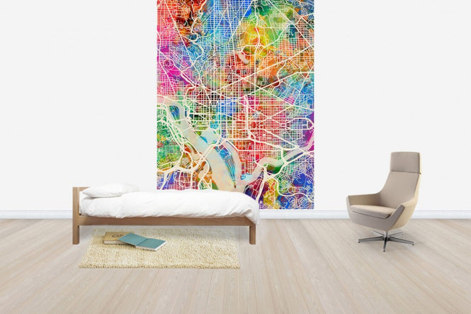 PHOTOWALL / Washington DC Street Map Multicolour (e50117)