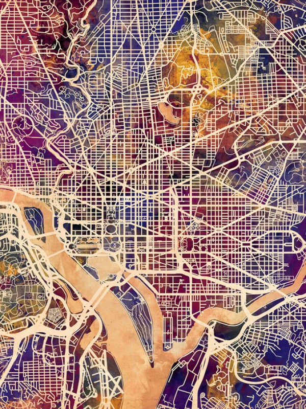 PHOTOWALL / Washington DC Street Map Purple (e50118)