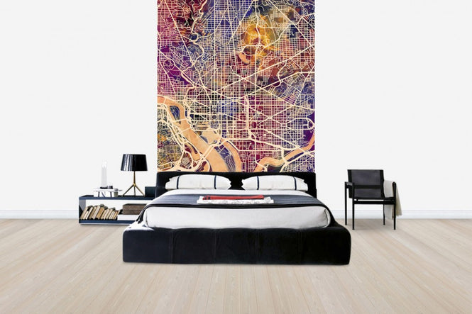PHOTOWALL / Washington DC Street Map Purple (e50118)