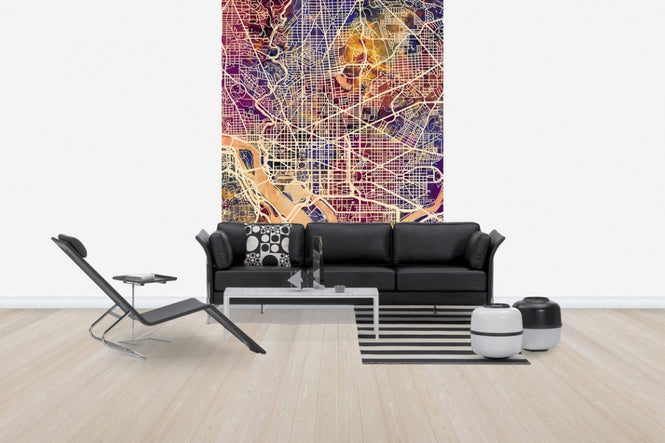 PHOTOWALL / Washington DC Street Map Purple (e50118)