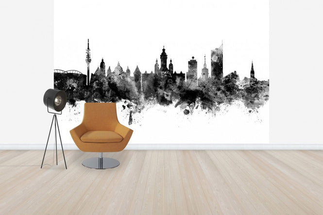 PHOTOWALL / Leipzig Skyline Black (e50151)