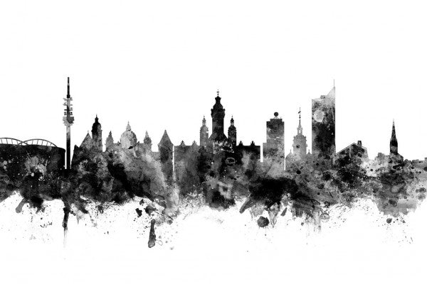 PHOTOWALL / Leipzig Skyline Black (e50151)