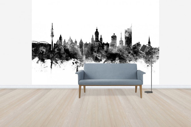 PHOTOWALL / Leipzig Skyline Black (e50151)