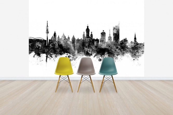 PHOTOWALL / Leipzig Skyline Black (e50151)