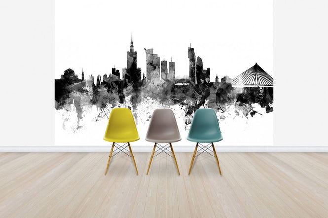 PHOTOWALL / Warsaw Skyline Black (e50177)