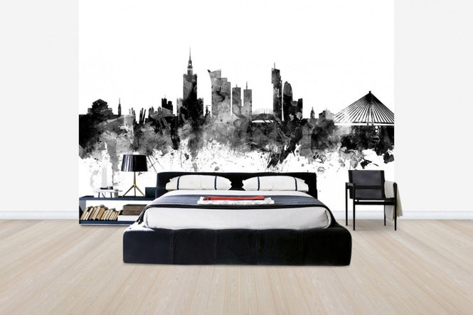 PHOTOWALL / Warsaw Skyline Black (e50177)