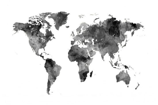 PHOTOWALL / Watercolour World Map Black (e50183)