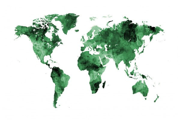 PHOTOWALL / Watercolour World Map Green (e50185)