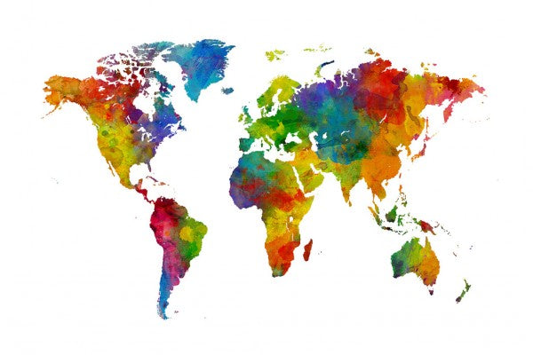 PHOTOWALL / Watercolour World Map Multicolour (e50186)