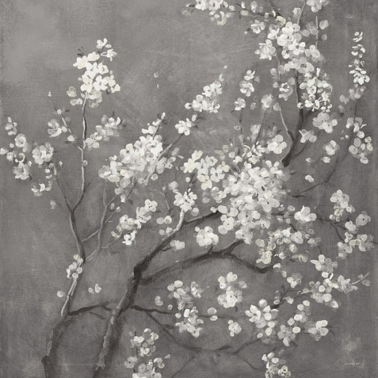 PHOTOWALL / White Cherry Blossoms I on Grey Crop (e50222)