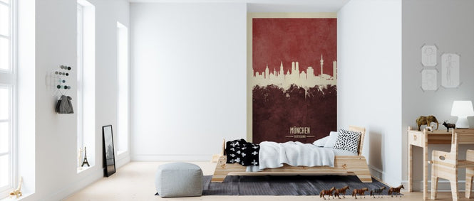 PHOTOWALL / Munich Germany Skyline Red (e310711)