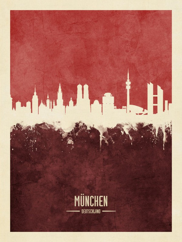 PHOTOWALL / Munich Germany Skyline Red (e310711)