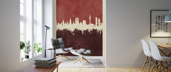 PHOTOWALL / Munich Germany Skyline Red (e310711)