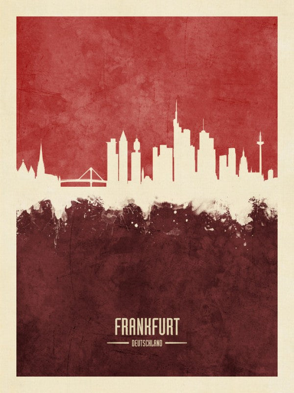 PHOTOWALL / Frankfurt Germany Skyline Red (e310713)
