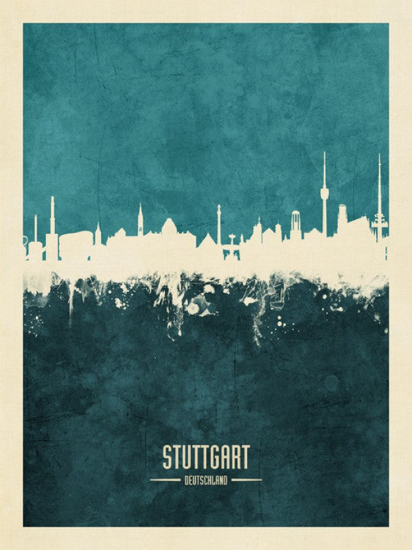 PHOTOWALL / Stuttgart Germany Skyline Blue (e310714)