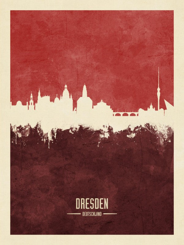 PHOTOWALL / Dresden Germany Skyline Red (e310729)