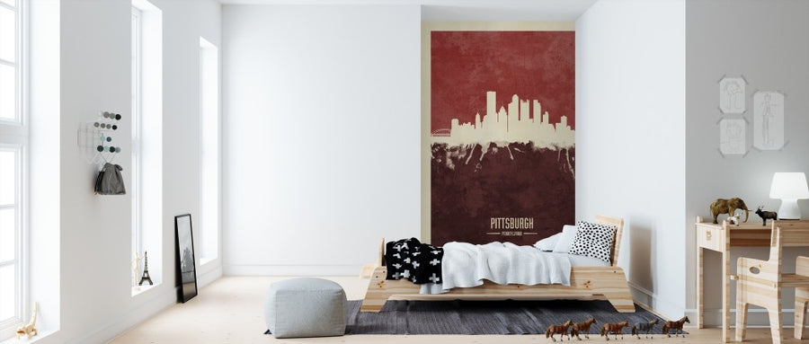 PHOTOWALL / Pittsburgh Pennsylvania Skyline Red (e310751)