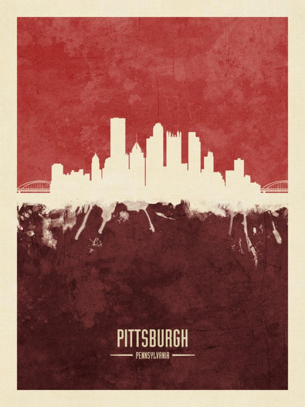 PHOTOWALL / Pittsburgh Pennsylvania Skyline Red (e310751)