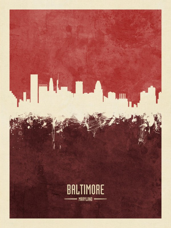PHOTOWALL / Baltimore Maryland Skyline Red (e310757)