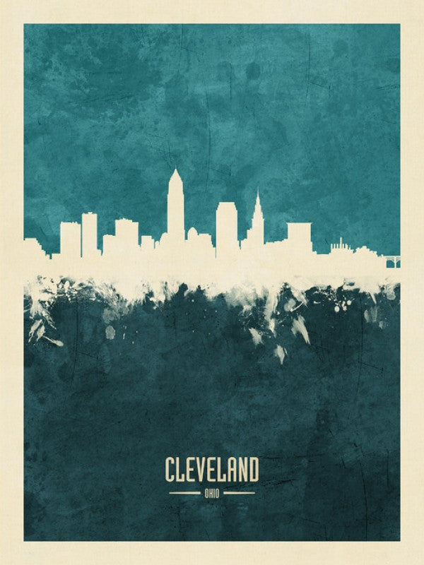 PHOTOWALL / Cleveland Ohio Skyline Blue (e310758)