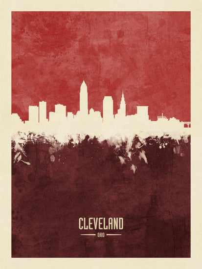 PHOTOWALL / Cleveland Ohio Skyline Red (e310759)