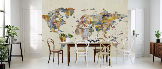 PHOTOWALL / Global Palettes Map on Vintage Linen (e311336)