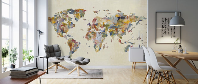 PHOTOWALL / Global Palettes Map on Vintage Linen (e311336)