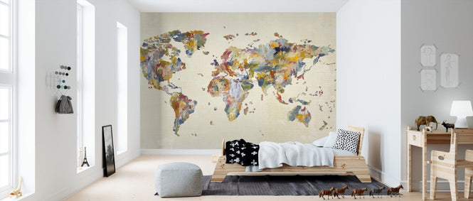 PHOTOWALL / Global Palettes Map on Vintage Linen (e311336)