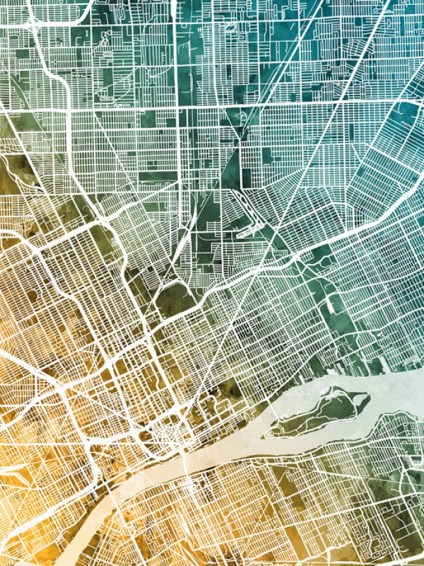 PHOTOWALL / Detroit Michigan City Map (e311519)