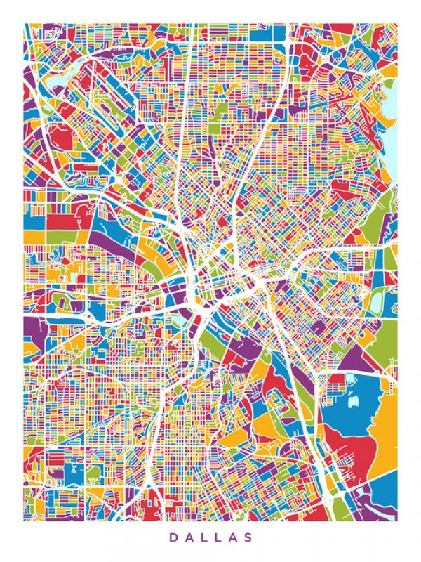 PHOTOWALL / Dallas Texas City Map (e311558)