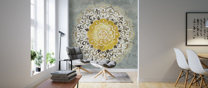 PHOTOWALL / Mandala Delight - Yellow Grey (e312249)