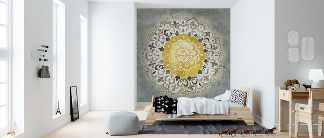PHOTOWALL / Mandala Delight - Yellow Grey (e312249)