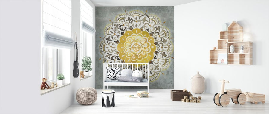 PHOTOWALL / Mandala Delight - Yellow Grey (e312249)