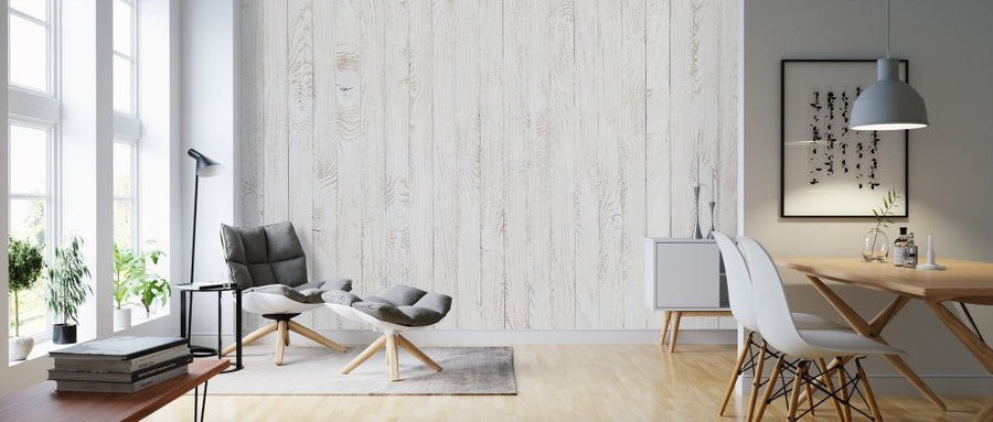 PHOTOWALL / White Stained Wooden Panel (e312900)
