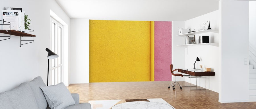 PHOTOWALL / Yellow and Pink Wall with Pipe (e313532)