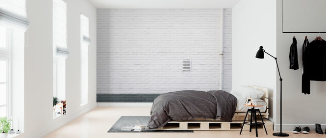 PHOTOWALL / White Brick Wall with Pipes (e313720)