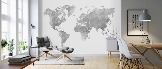 PHOTOWALL / World Map Brushed Metal II (e313721)