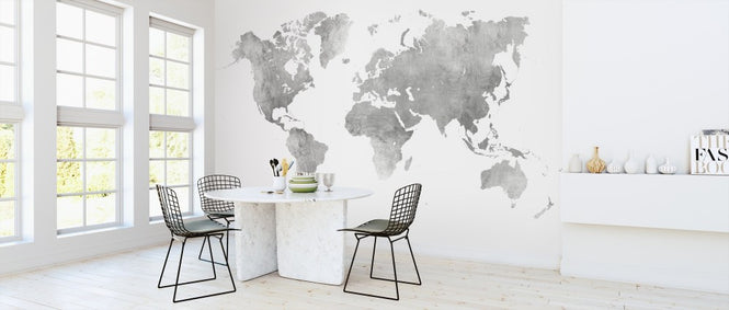 PHOTOWALL / World Map Brushed Metal II (e313721)