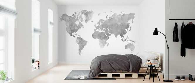 PHOTOWALL / World Map Brushed Metal II (e313721)