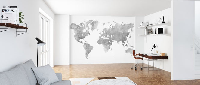 PHOTOWALL / World Map Brushed Metal II (e313721)