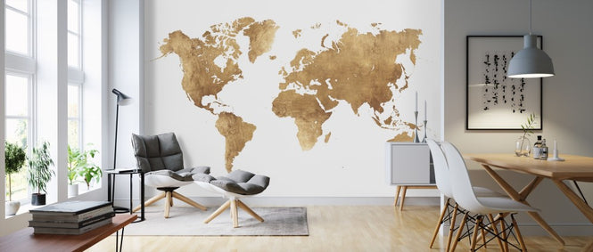 PHOTOWALL / World Map Brushed Metal (e313722)
