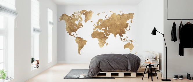 PHOTOWALL / World Map Brushed Metal (e313722)