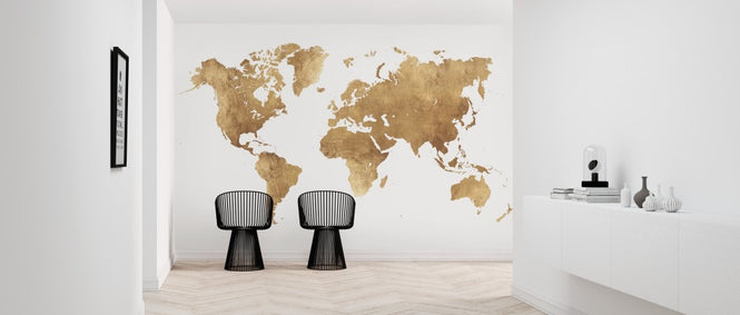 PHOTOWALL / World Map Brushed Metal (e313722)