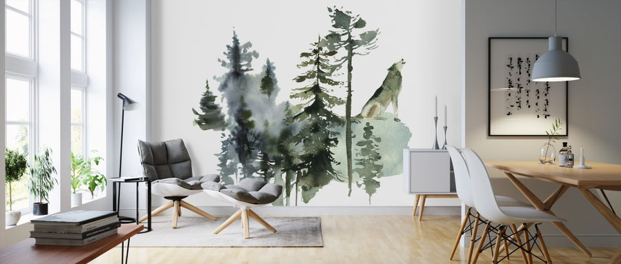 PHOTOWALL / Watercolor Wolf Forest (e313898)