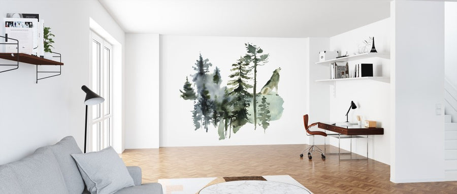 PHOTOWALL / Watercolor Wolf Forest (e313898)