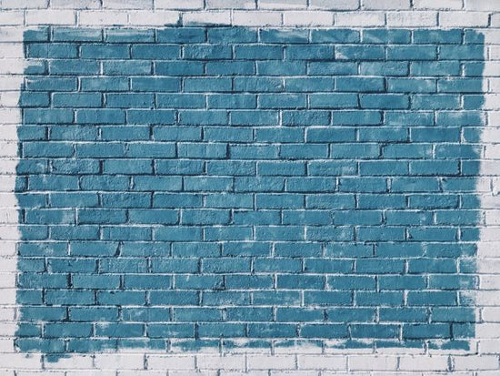 PHOTOWALL / White and Blue Brick Wall (e314389)
