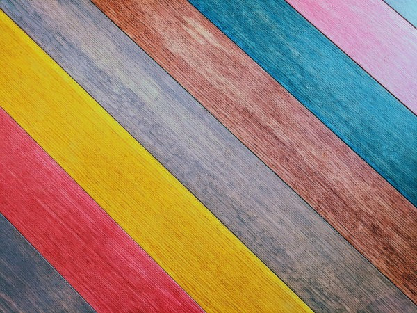 PHOTOWALL / Colorful Wood Table (e314590)