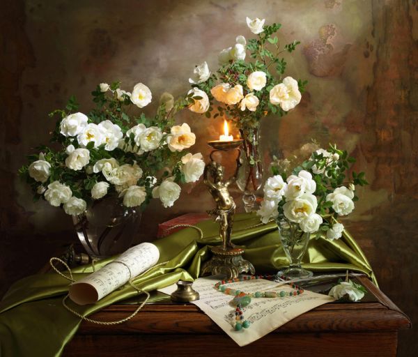 PHOTOWALL / Still Life with Roses and Candle (e315351)
