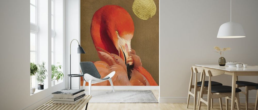 PHOTOWALL / Flamingo with Golden Sun (e315941)